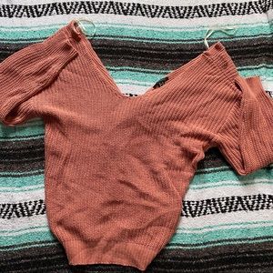 peachy deep v neck sweater